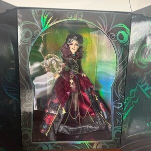 Elegant Collector's Doll with Burgundy and Black Gown